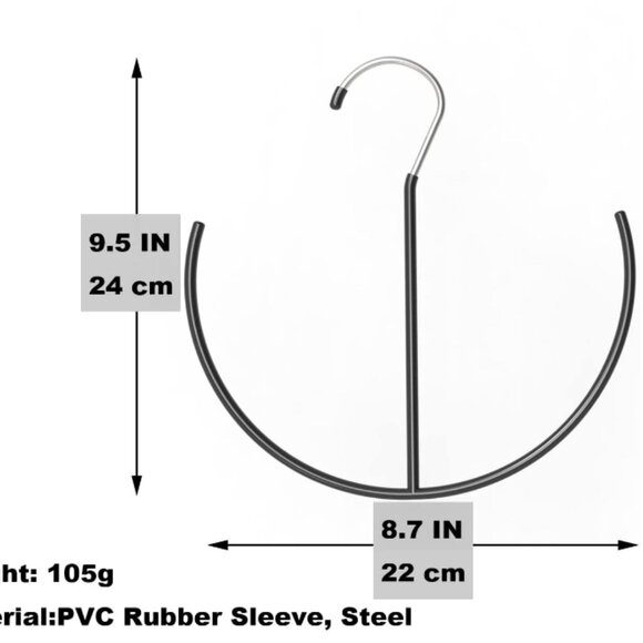 Space Saving Heavy Duty Metal Belt Hanger, Tie Rack Hanger, Rubber Cover 1 pack - Picture 3 of 3